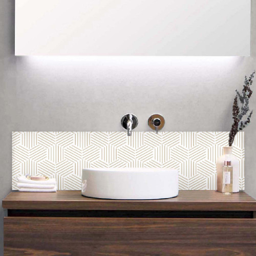 Crédence de salle de bain style art déco doré blanc - Déco'Art